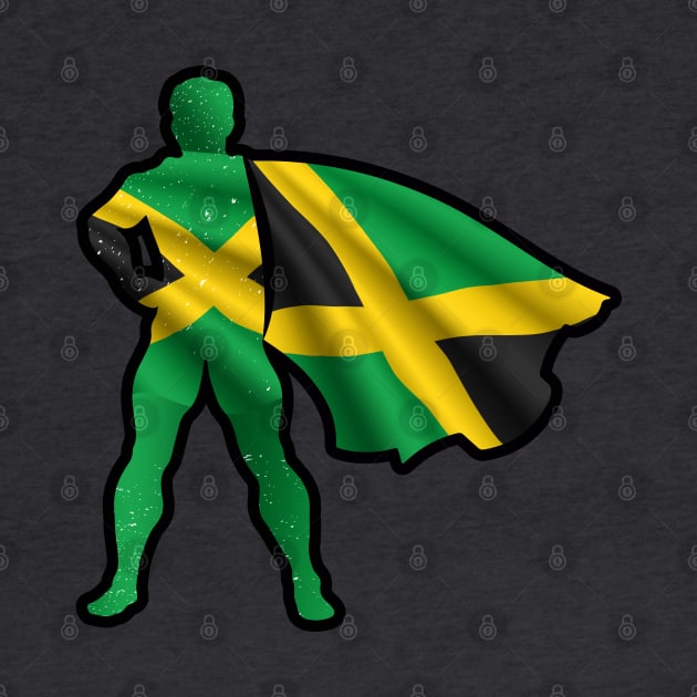 Jamaican Hero Wearing Cape of Jamaica Flag Hope and Peace Unite in Jamaica by Mochabonk